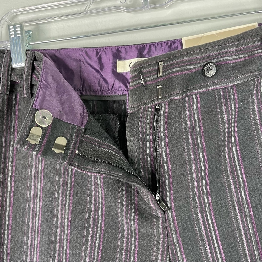 Cato Pants Women’s 8 Purple Black Stripe Contemporary Lower Rise Straight Leg - Picture 6 of 13